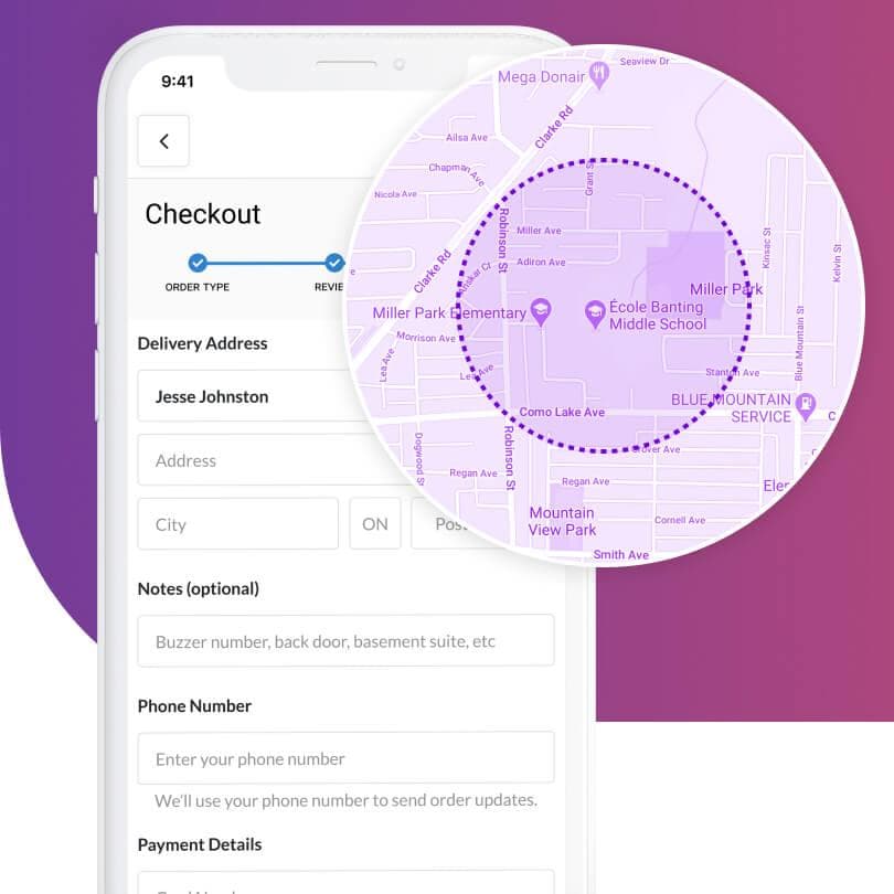 Delivery screen in the Buddi application